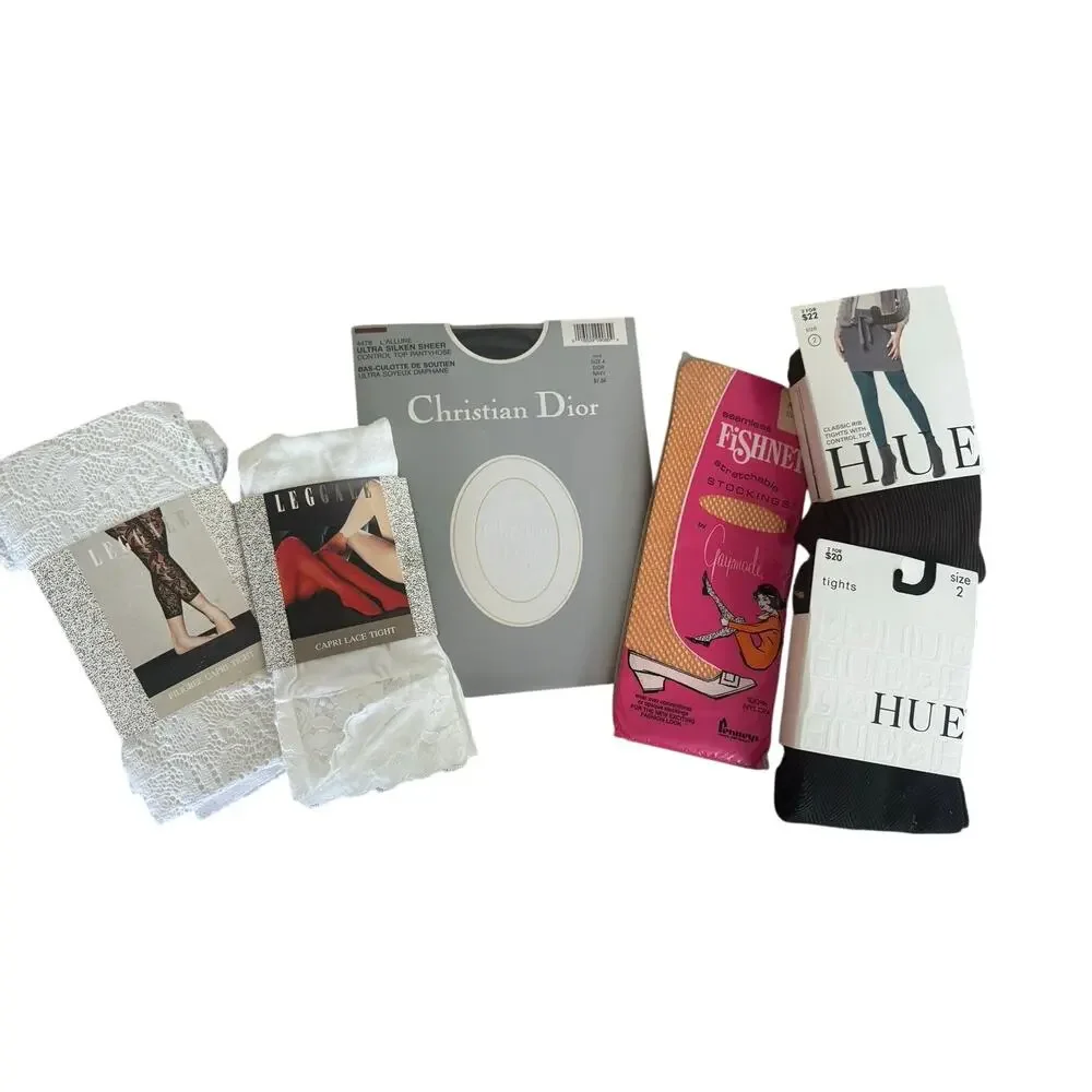 Vintage Designer Hosiery Lot Christian Dior, HUE, Leggale Deadstock Tights